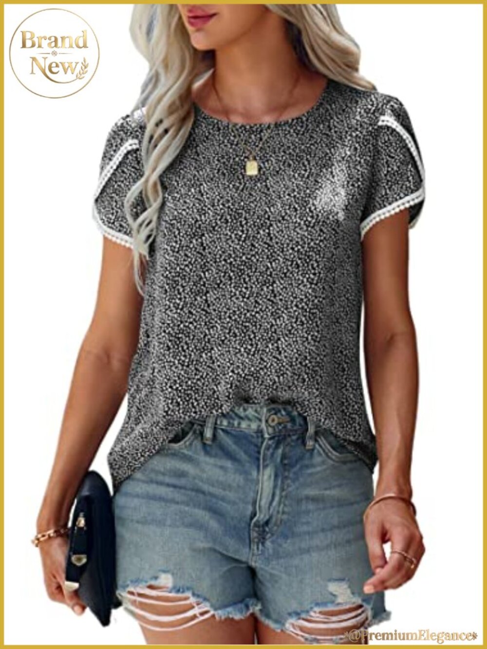 Women's Floral Lace Crochet Short Sleeve Loose Tunic Top Blouse